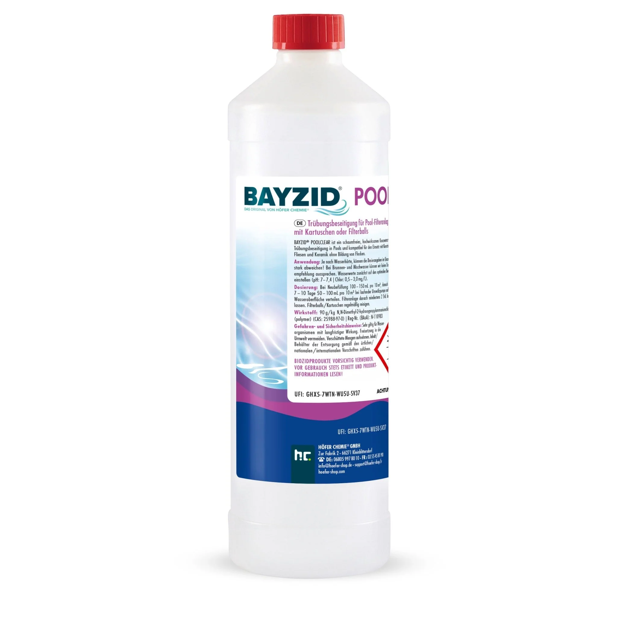 1 L BAYZID® Poolclear - Trübungsbeseitigung für Pool-Filter mit Kartuschen & Filterballs