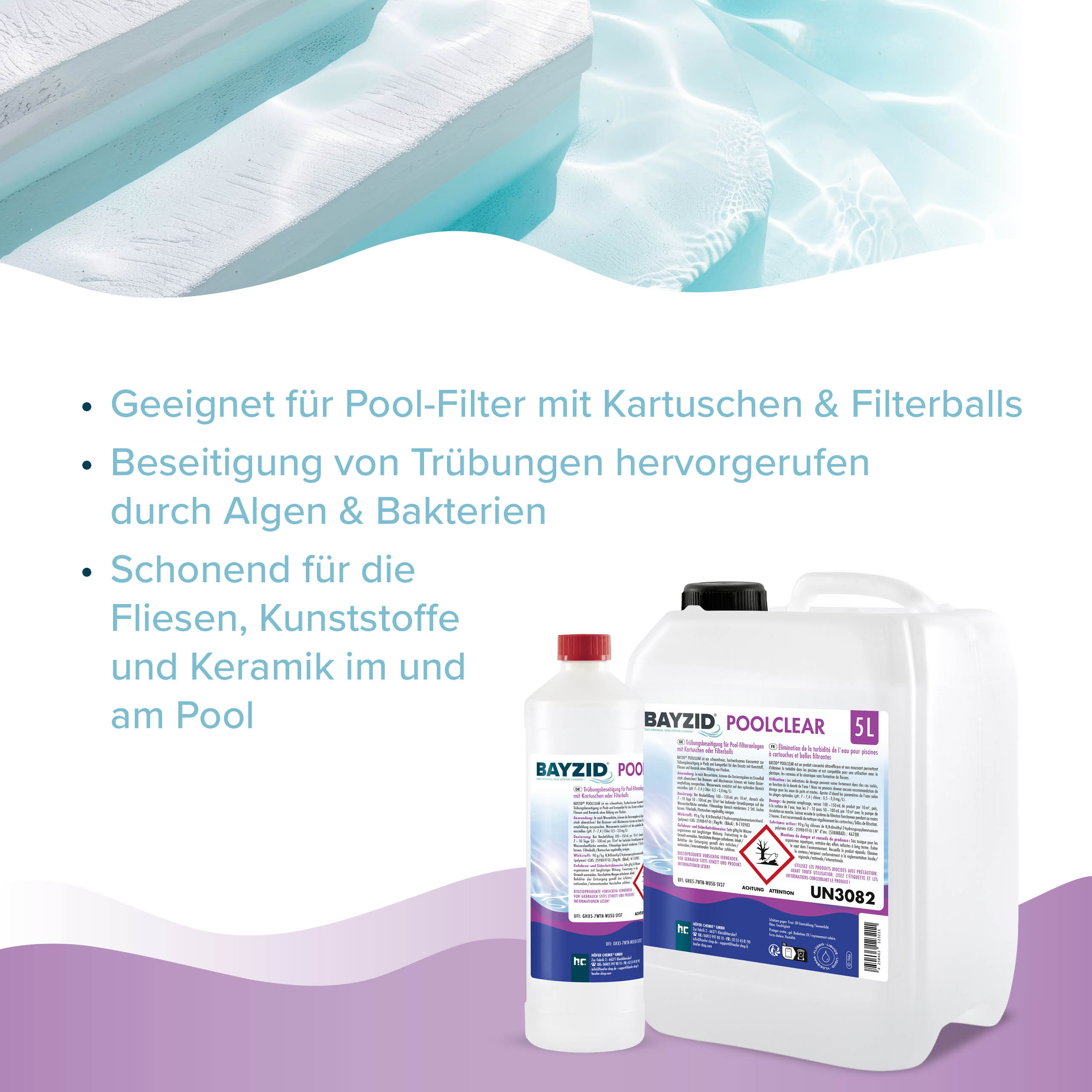 1 L BAYZID® Poolclear - Trübungsbeseitigung für Pool-Filter mit Kartuschen & Filterballs - Image 3