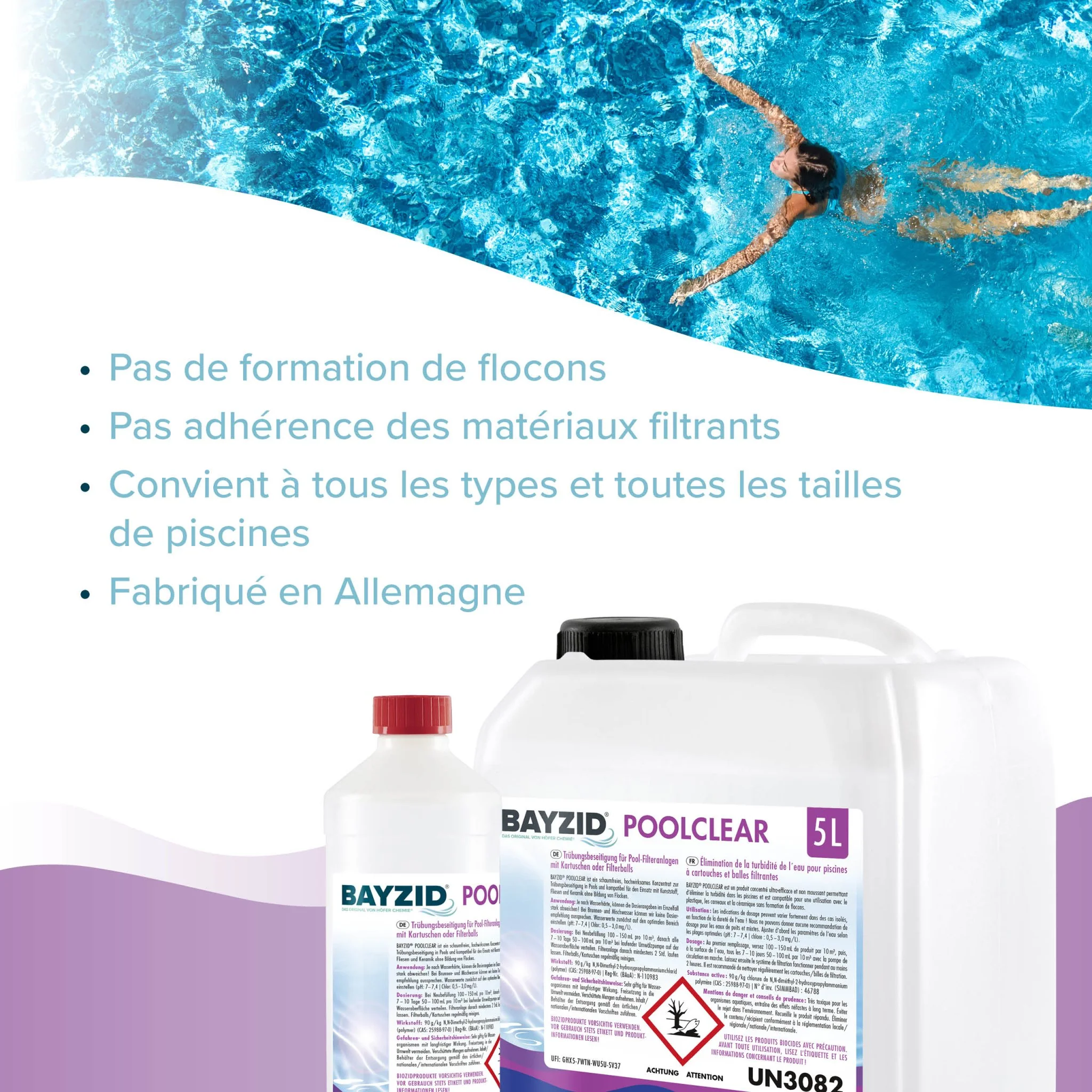 1 L BAYZID® Poolclear - Trübungsbeseitigung für Pool-Filter mit Kartuschen & Filterballs - Image 9
