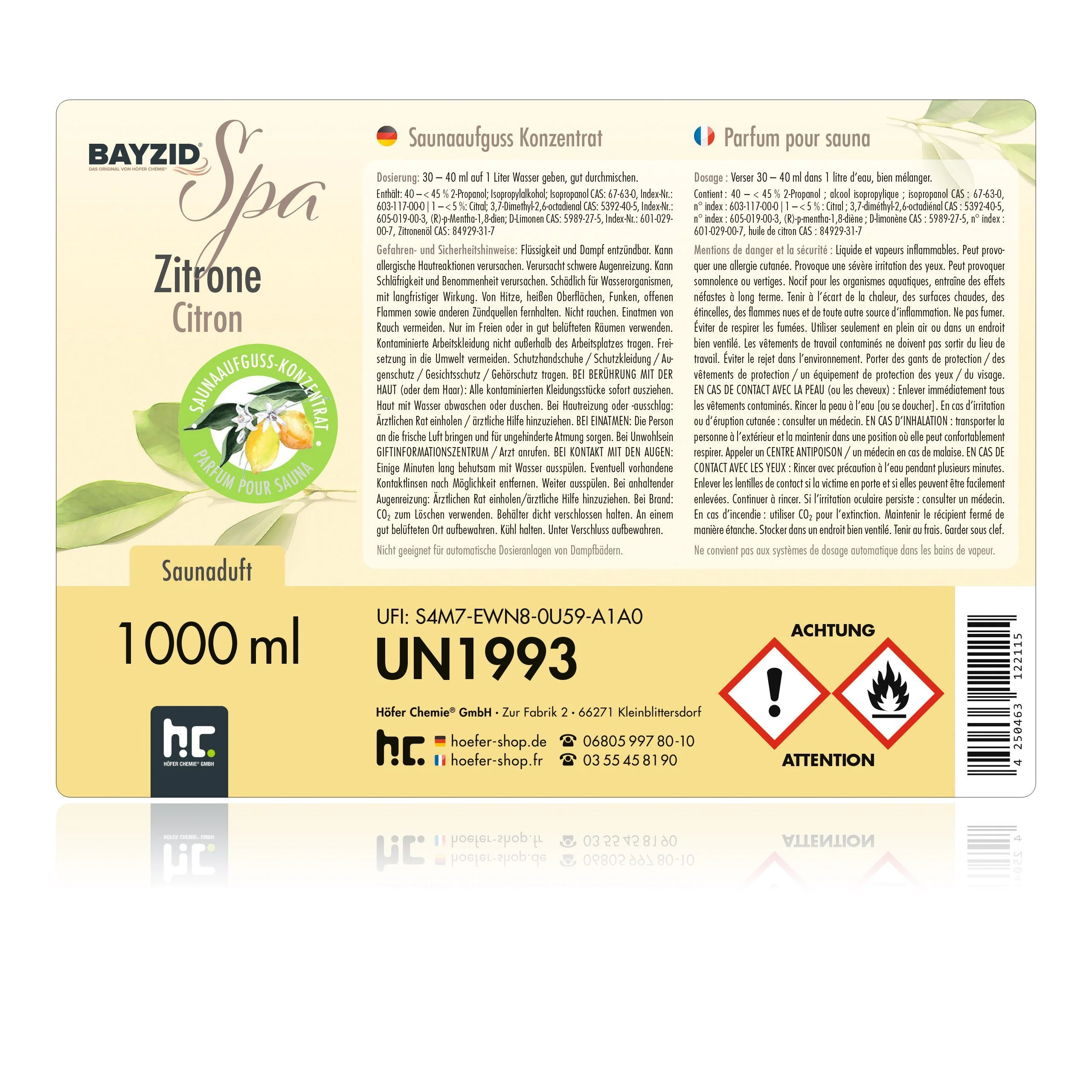 1 L BAYZID® SPA Saunaaufguss Zitrone - Image 7