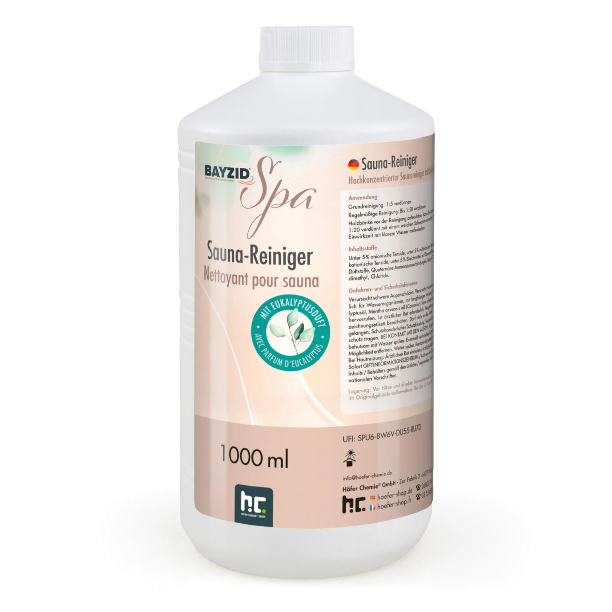 1 L BAYZID® SPA Saunareiniger mit Eukalyptusduft - hochkonzentriertes Reinigungsmittel - Image 8