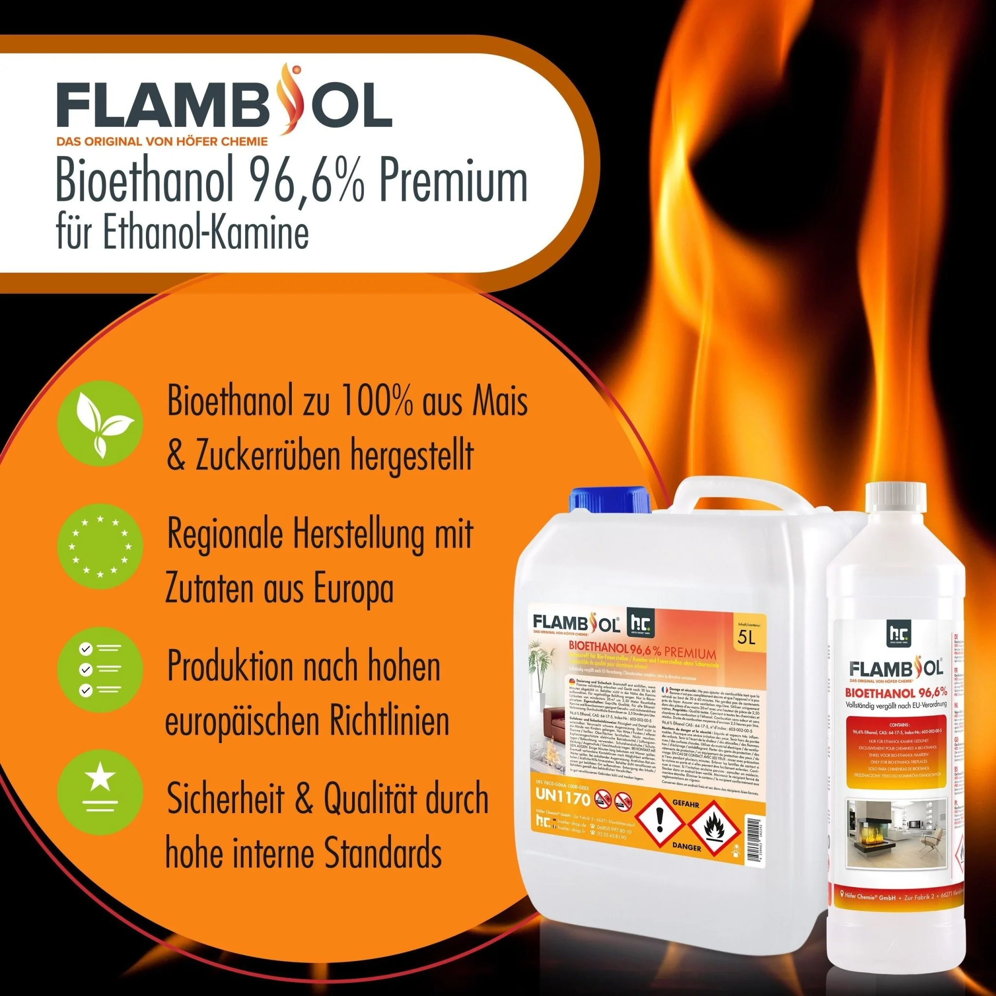 1 L FLAMBIOL® Bioethanol 96,6% Premium für Ethanol-Tischkamin - Image 13