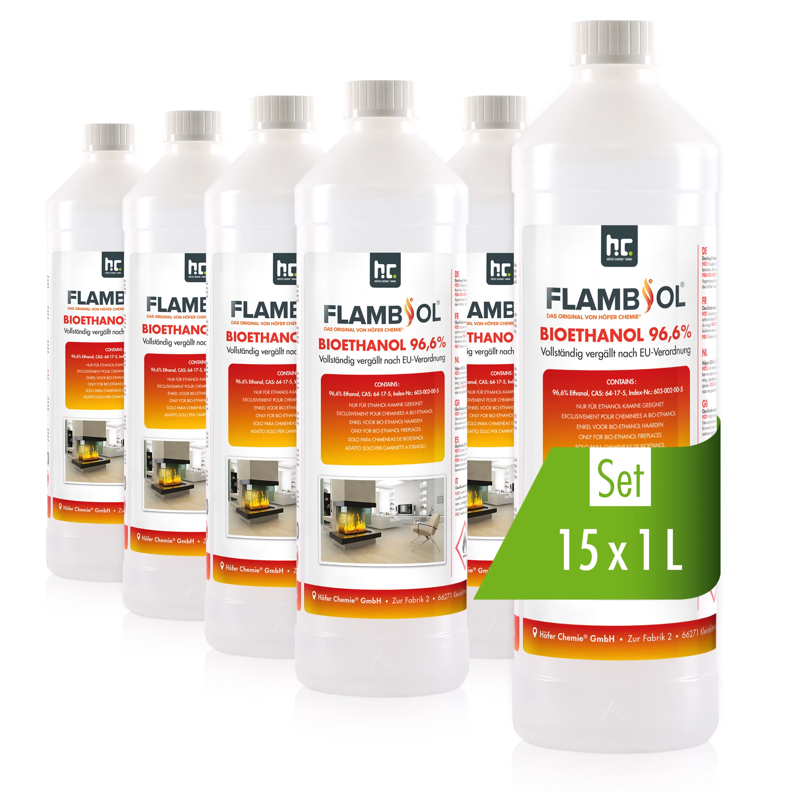 1 L FLAMBIOL® Bioethanol 96,6% Premium für Ethanol-Tischkamin - Image 3