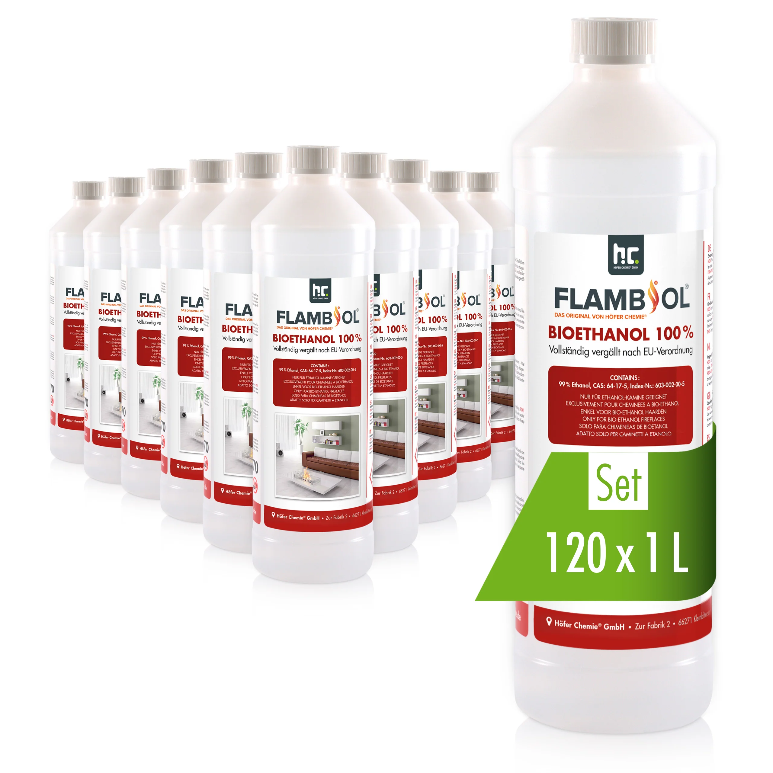1 L FLAMBIOL® Bioethanol Hochrein 100 % in Flaschen für Edelstahl-Tisch-Kamine - Image 8