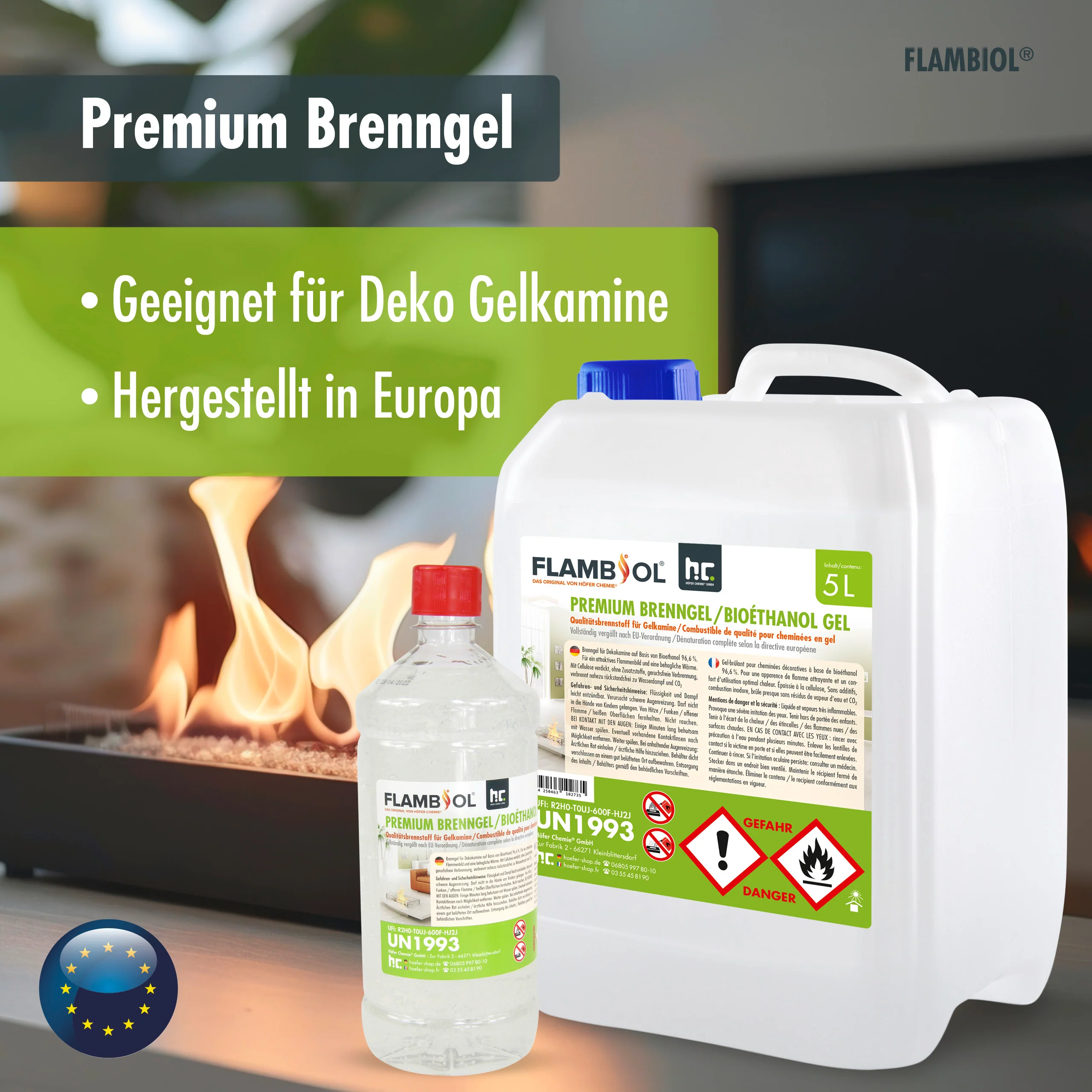 1 L FLAMBIOL® Premium Brenngel aus Bioethanol für Tischfeuer in Flaschen - Image 4
