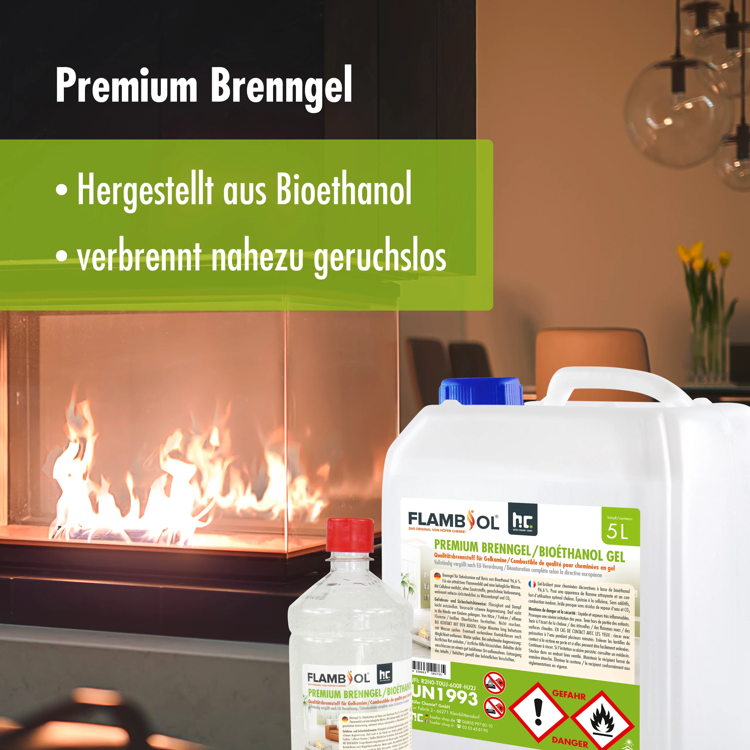 1 L FLAMBIOL® Premium Brenngel aus Bioethanol für Tischfeuer in Flaschen - Image 6