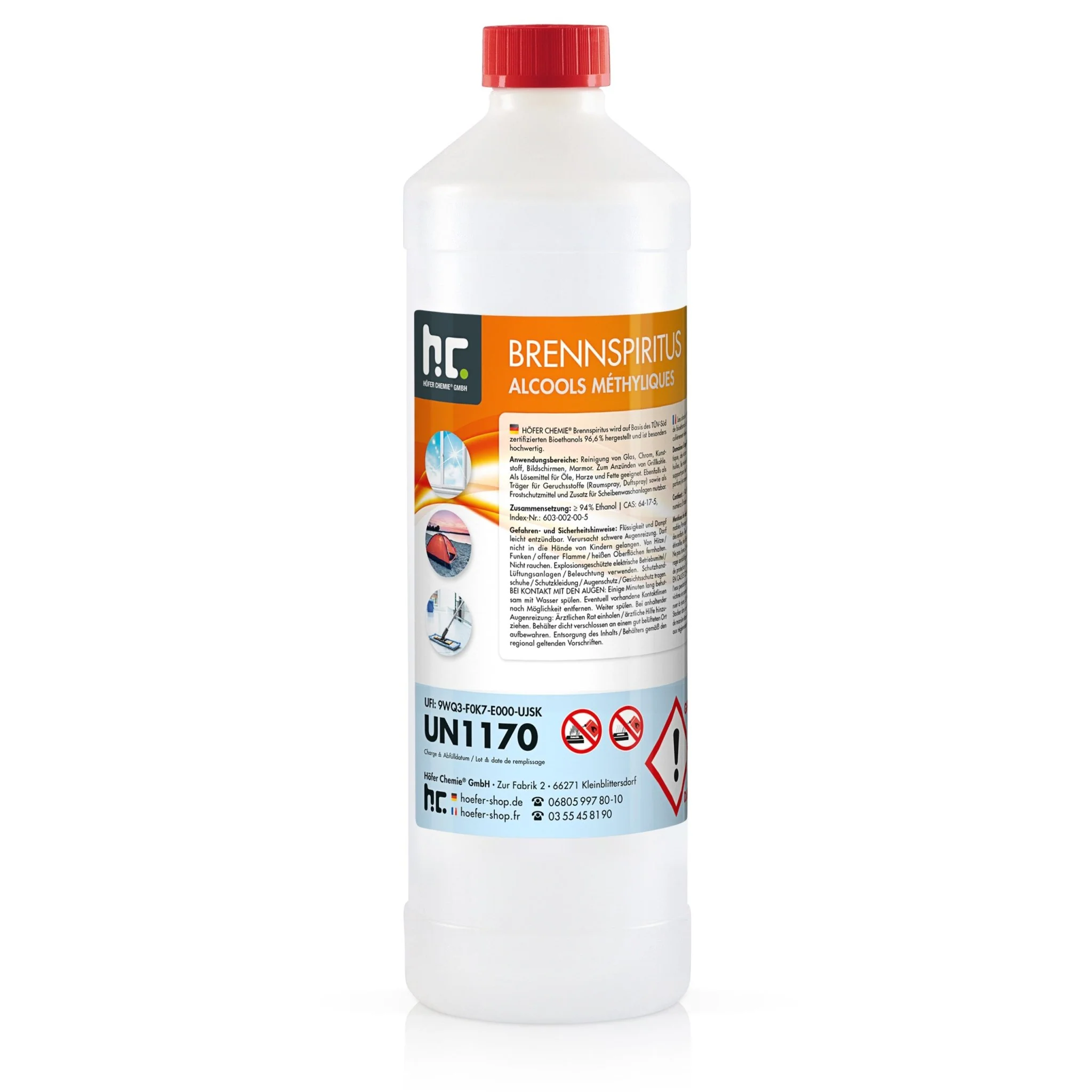 1 L Höfer Chemie® Brennspiritus 94% in Flaschen - Image 4
