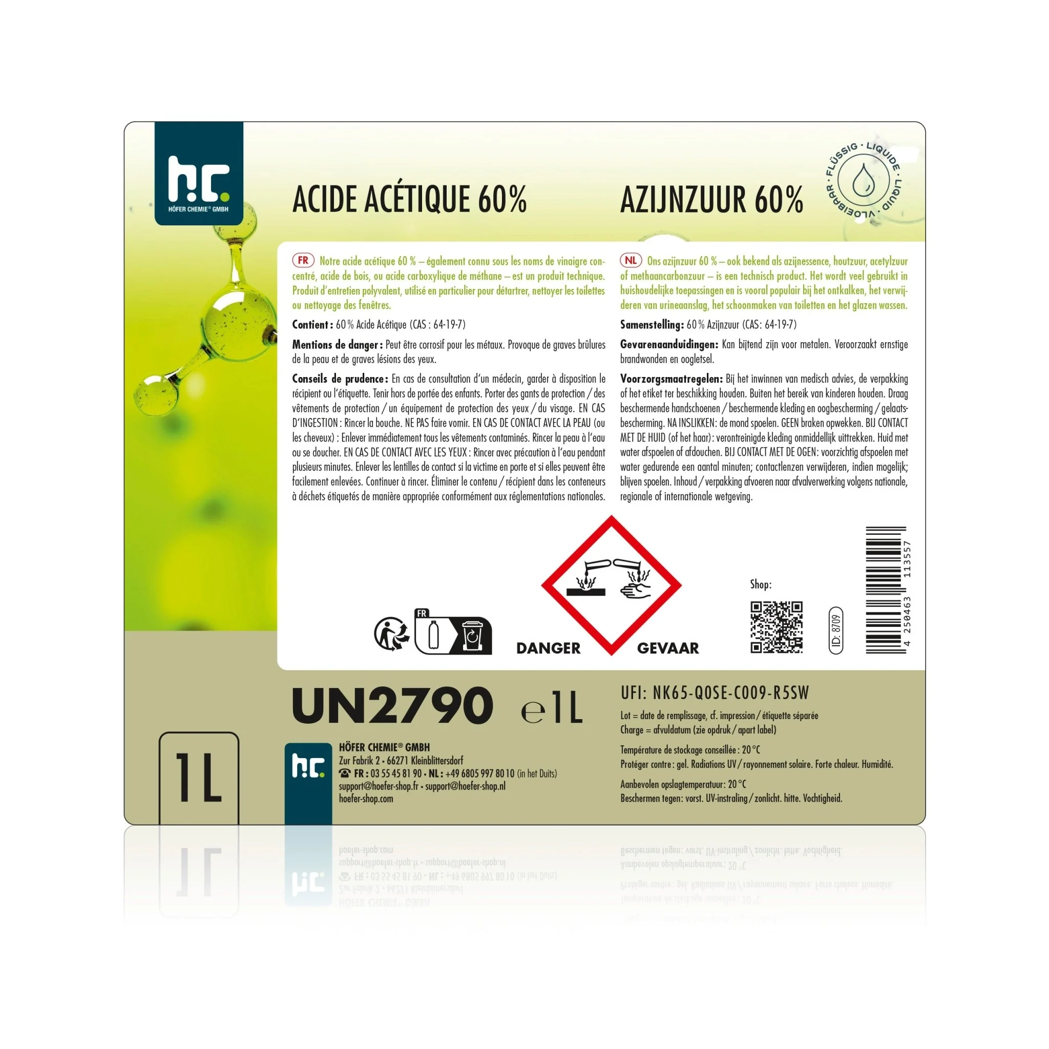1 L Höfer Chemie® Essigsäure 60% in Flaschen - Image 12