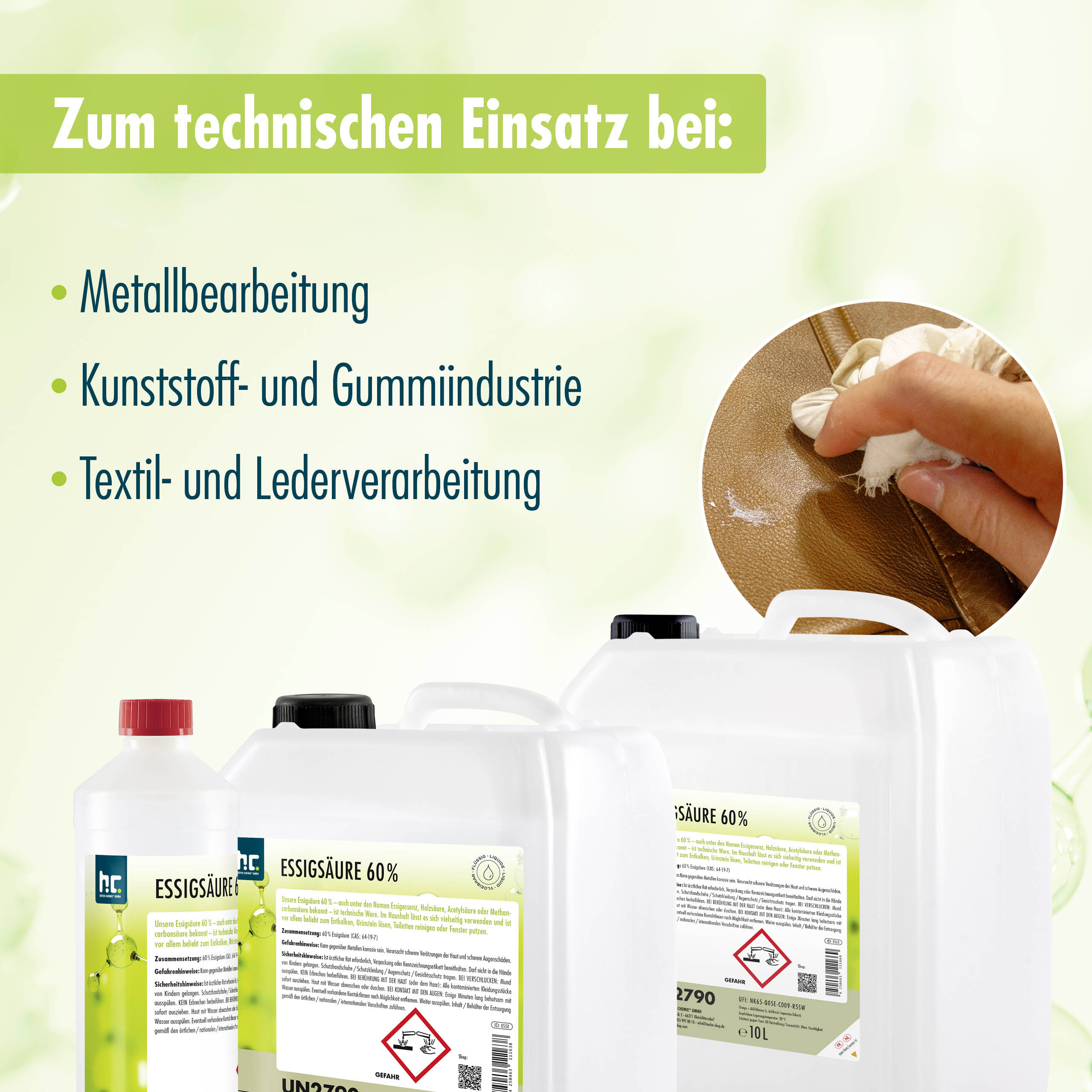 1 L Höfer Chemie® Essigsäure 60% in Flaschen - Image 3