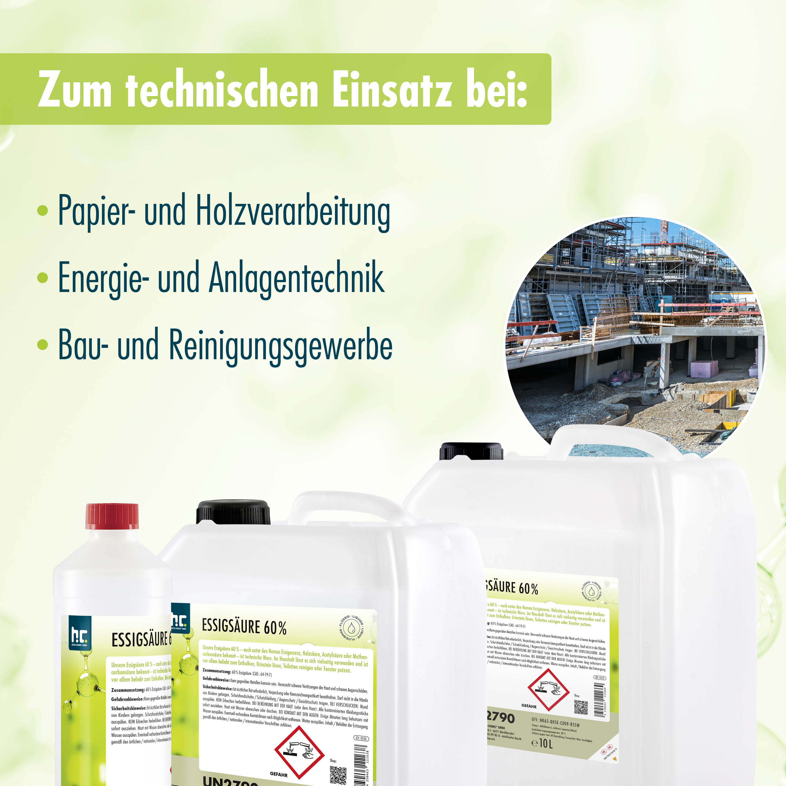 1 L Höfer Chemie® Essigsäure 60% in Flaschen - Image 4