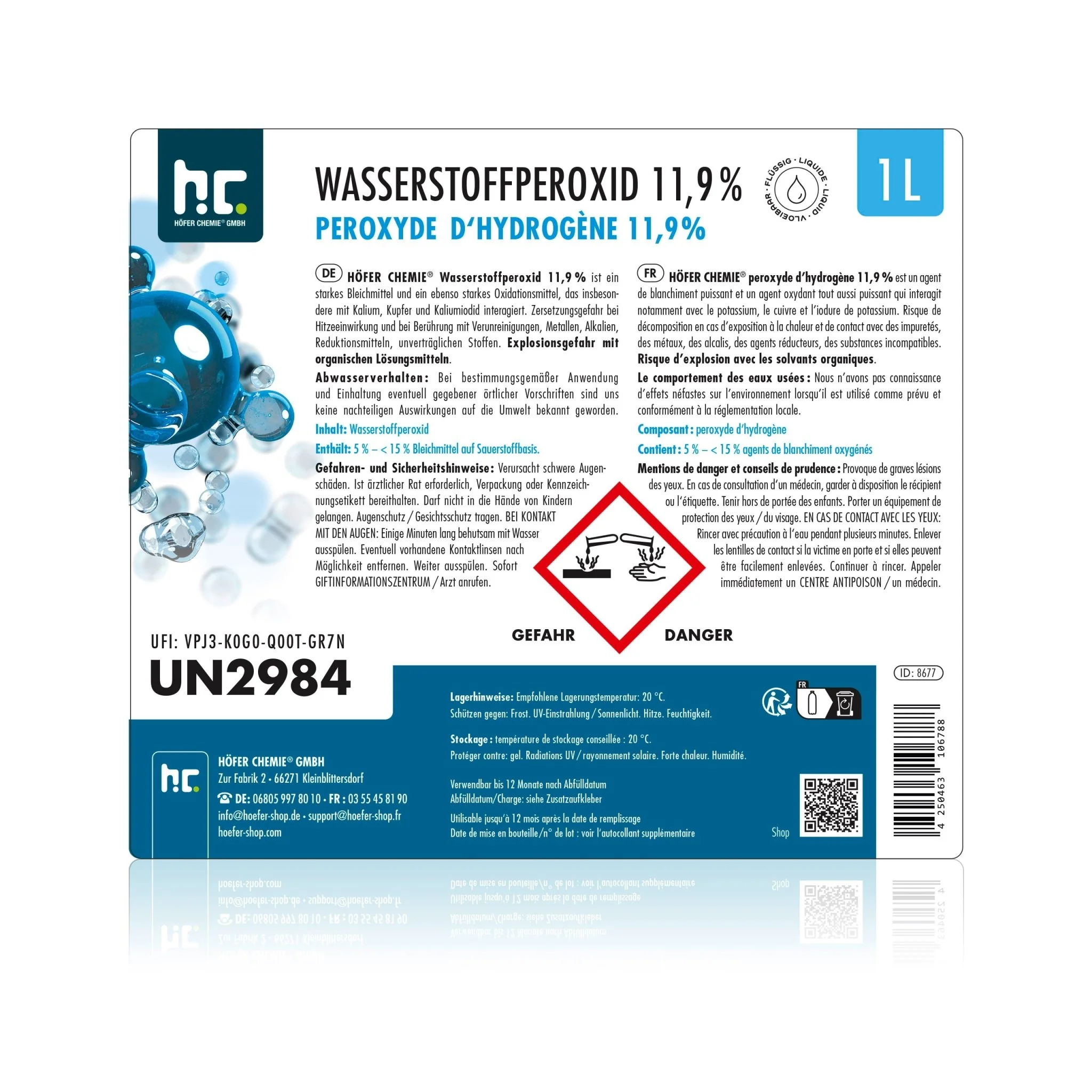 1 L Höfer Chemie® Wasserstoffperoxid 11,9% in Flaschen - Image 15