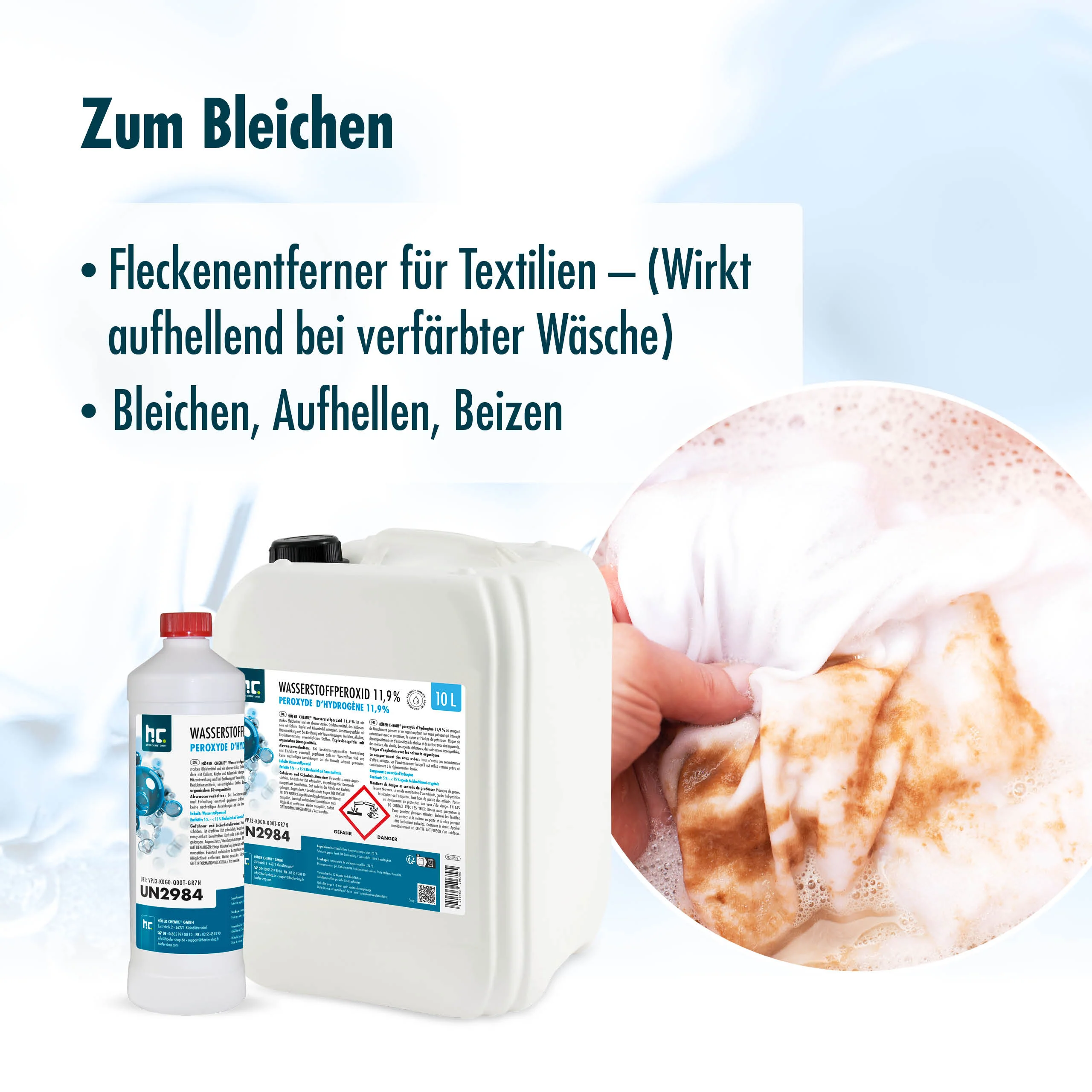 1 L Höfer Chemie® Wasserstoffperoxid 11,9% in Flaschen - Image 5