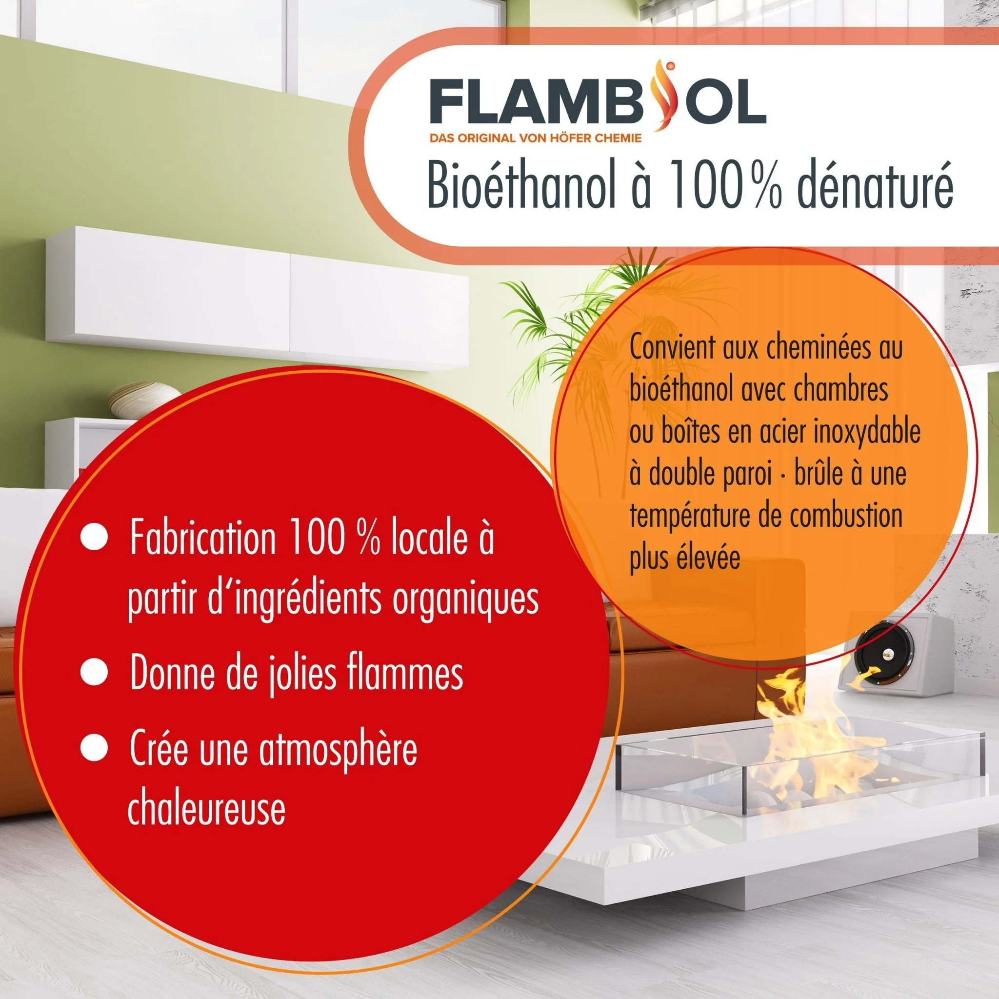10 L FLAMBIOL® Bioethanol 100% Hochrein in Kanister - Image 6