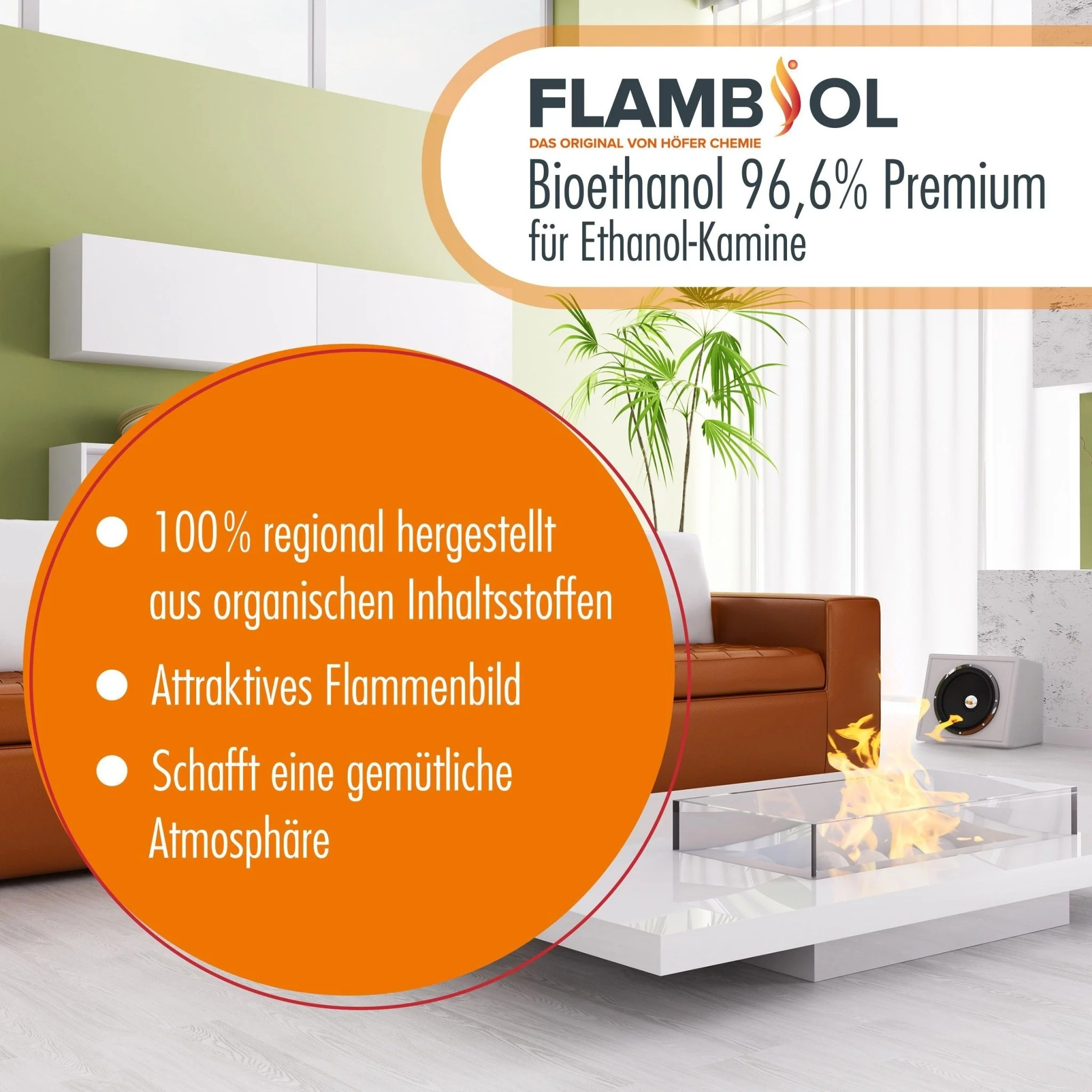 10 L FLAMBIOL® Bioethanol 96,6% Premium für Ethanolkamin in Kanistern - Image 4
