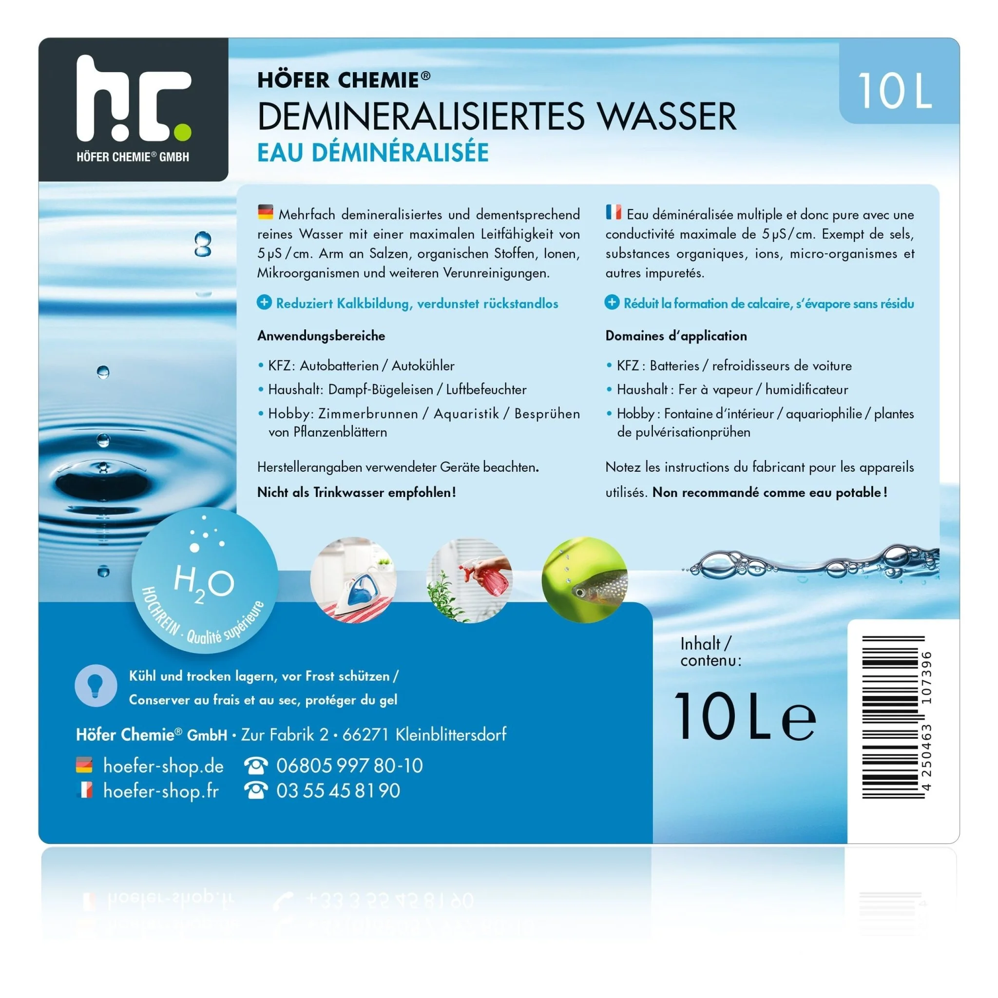 10 L Höfer Chemie® Demineralisiertes Wasser in Kanister - Image 10
