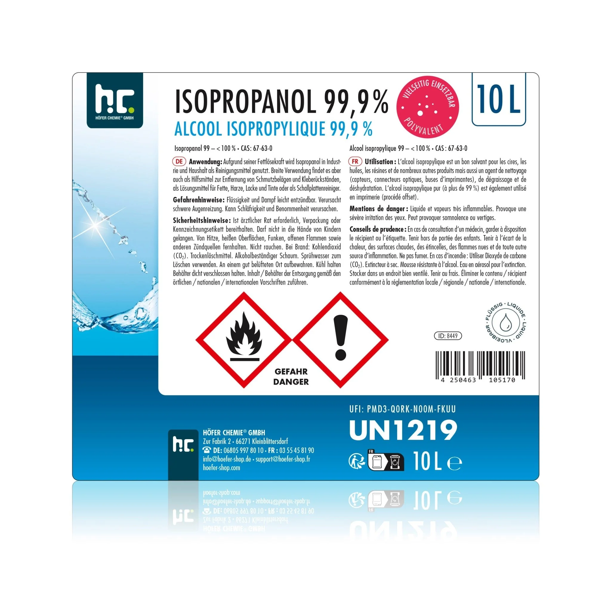 10 L Höfer Chemie® Isopropanol 99,9% in Kanister - Image 13