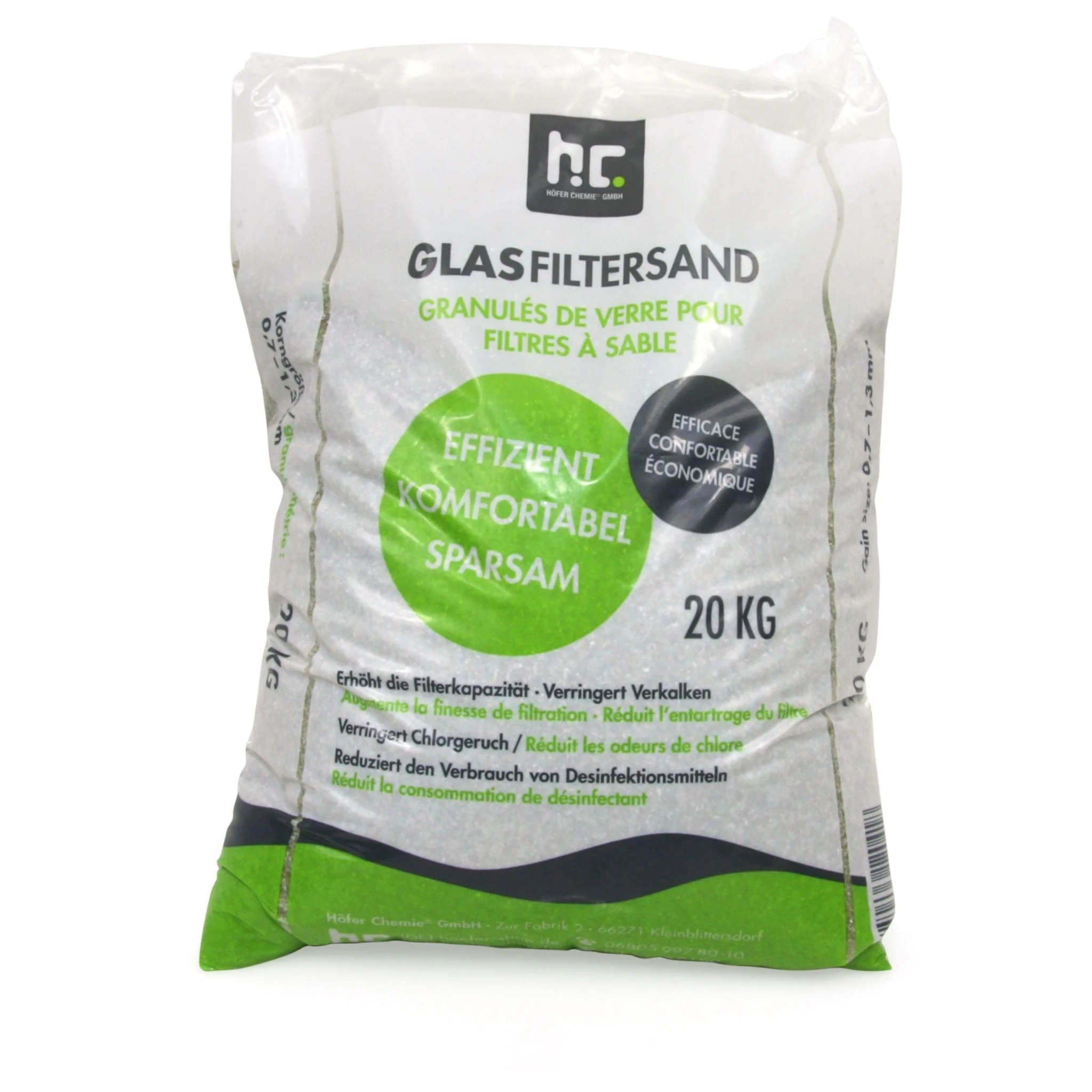 20 kg Spezial Glasgranulat für Sandfilteranlagen 0,7 - 1,3 mm Körnung