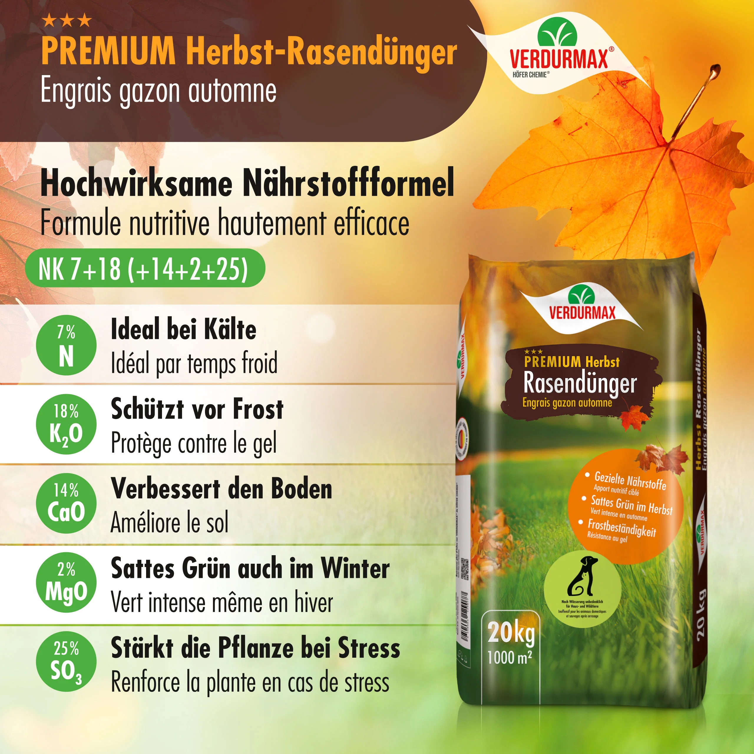 20 kg VERDURMAX® Premium Herbst Rasendünger - Image 2
