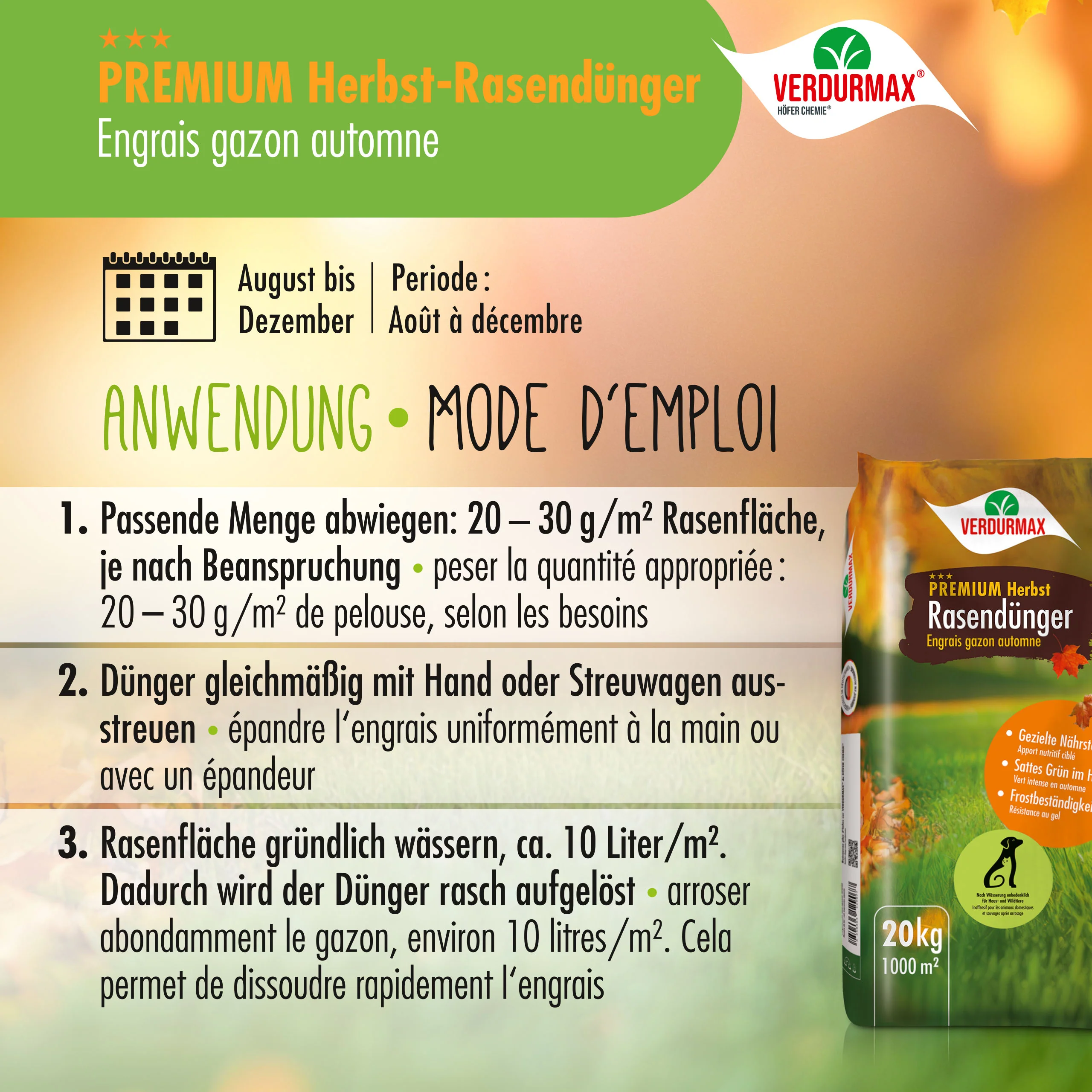 20 kg VERDURMAX® Premium Herbst Rasendünger - Image 4