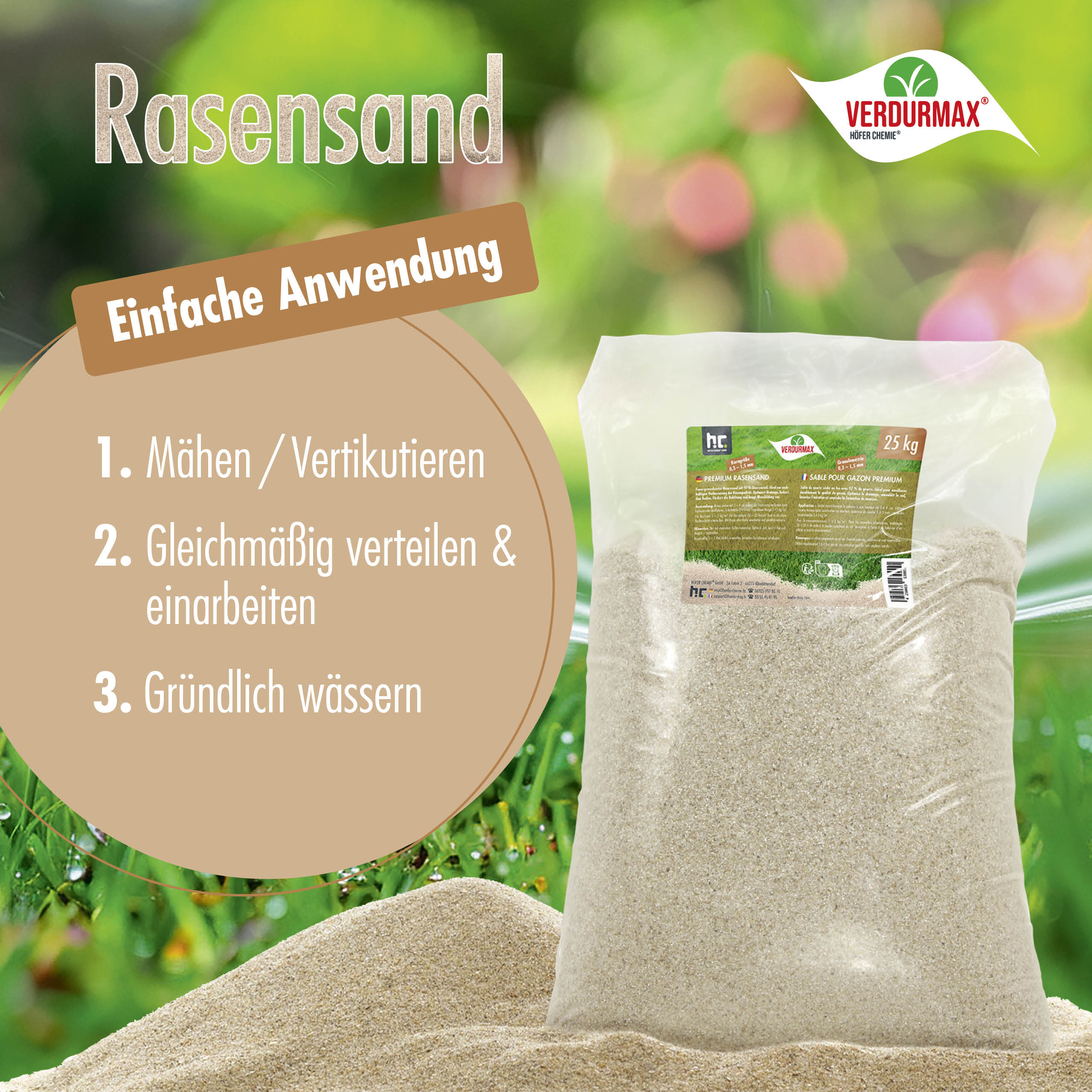 25 kg VERDURMAX® Premium Rasensand 0,3 - 1,5 mm - Image 2
