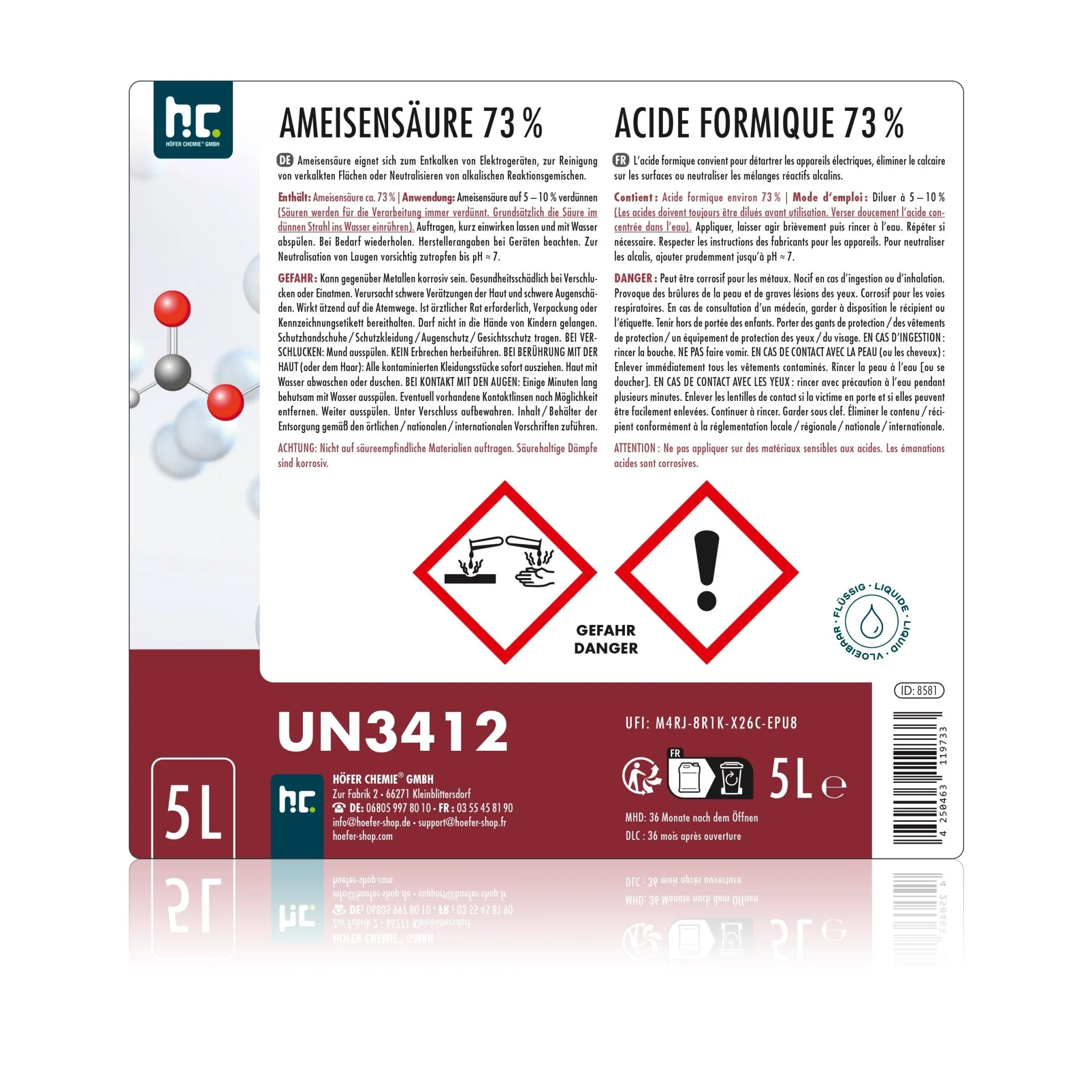 5 L Höfer Chemie® Ameisensäure 73% technische Qualität - Image 13