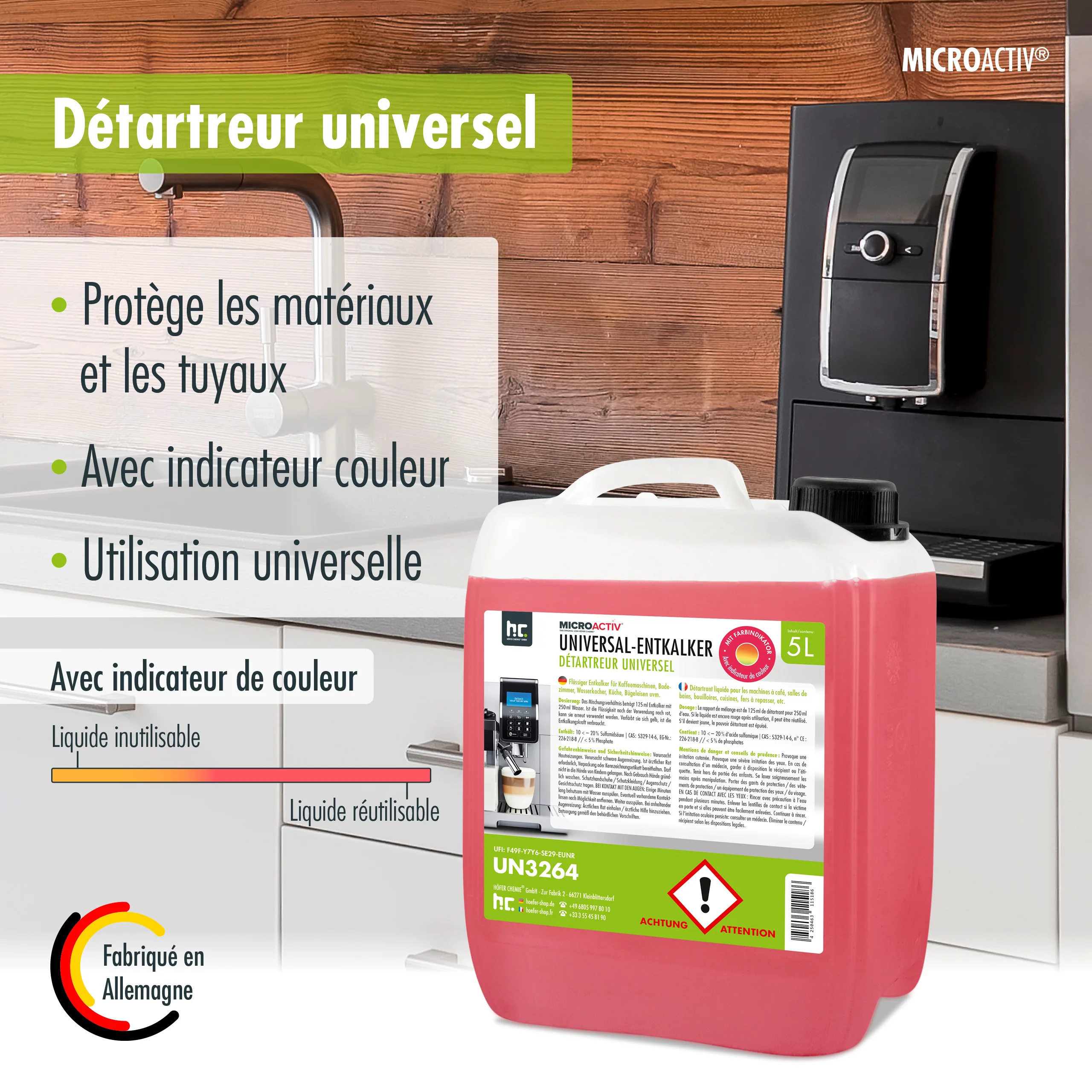 5 L Microactiv® Universal Entkalker mit Farbindikator für Kaffeevollautomaten im Kanister - Image 3
