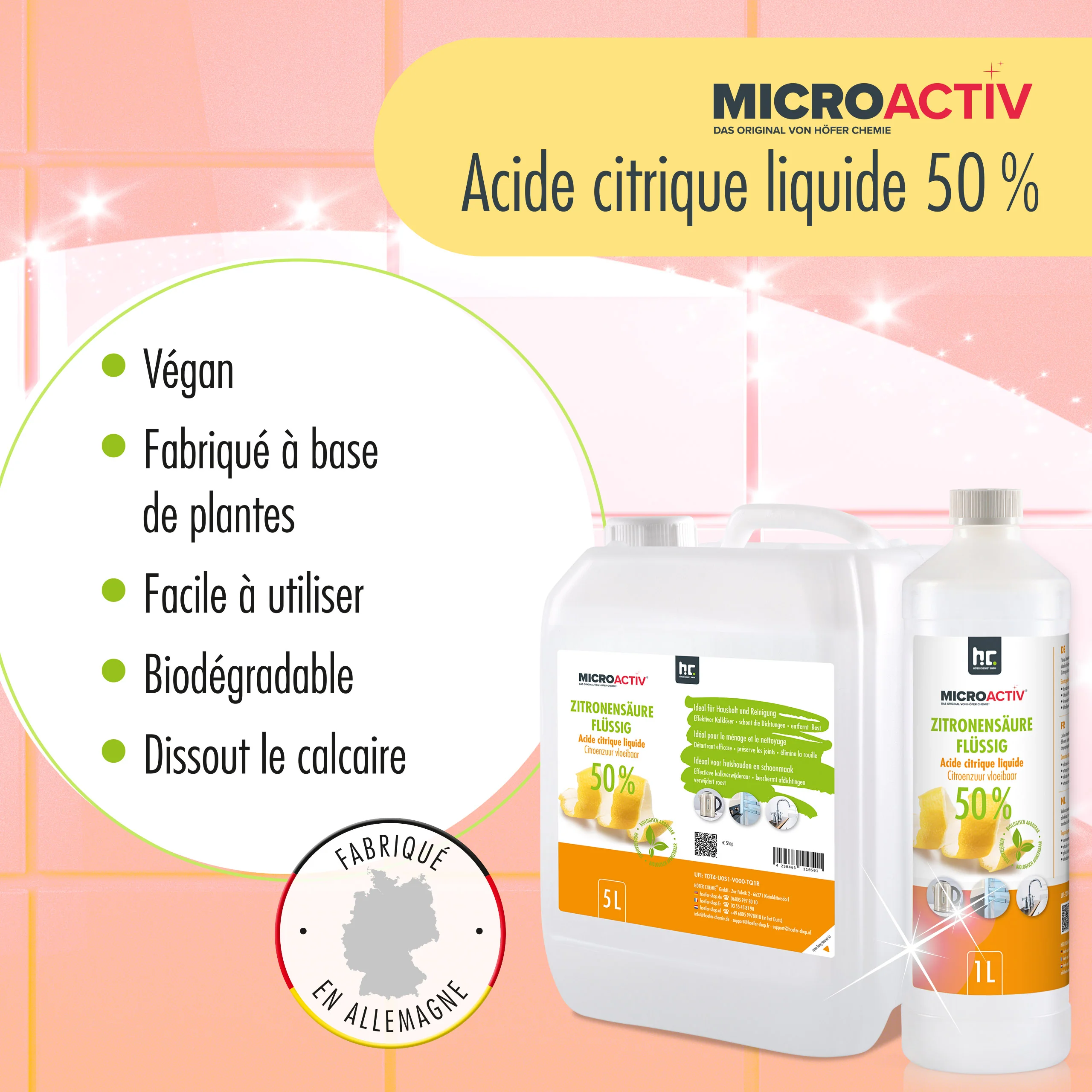 5 L Microactiv® Zitronensäure 50% flüssig Entkalker in Kanister - Image 3
