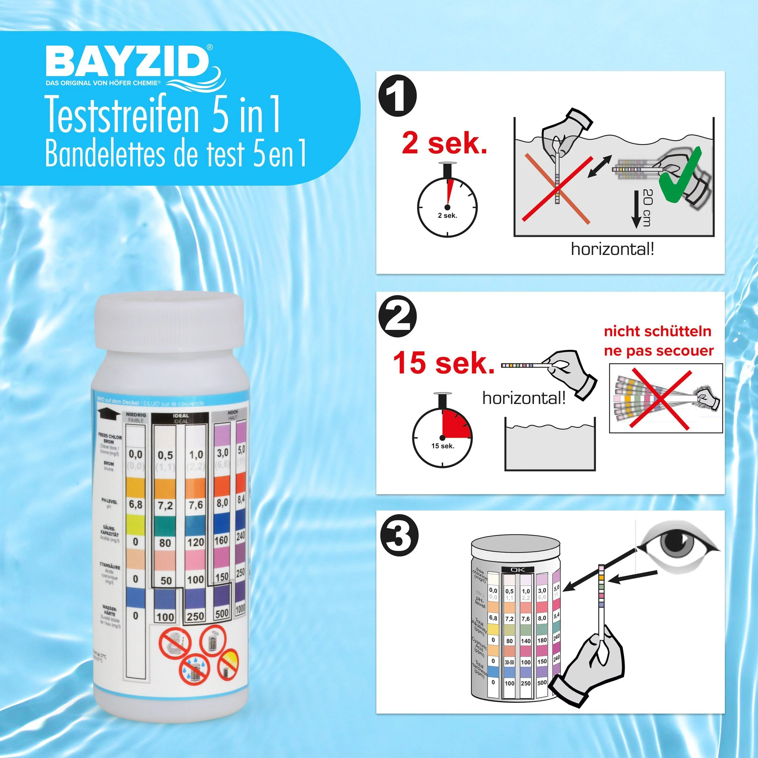50 Stück BAYZID® 5 in 1 Pool Teststreifen - Image 9