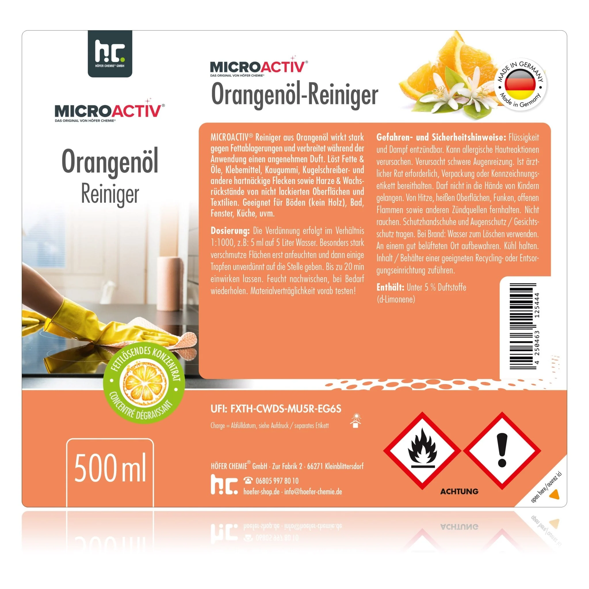 500 ml Microactiv® Orangenöl Reiniger Konzentrat in Flasche - Image 10