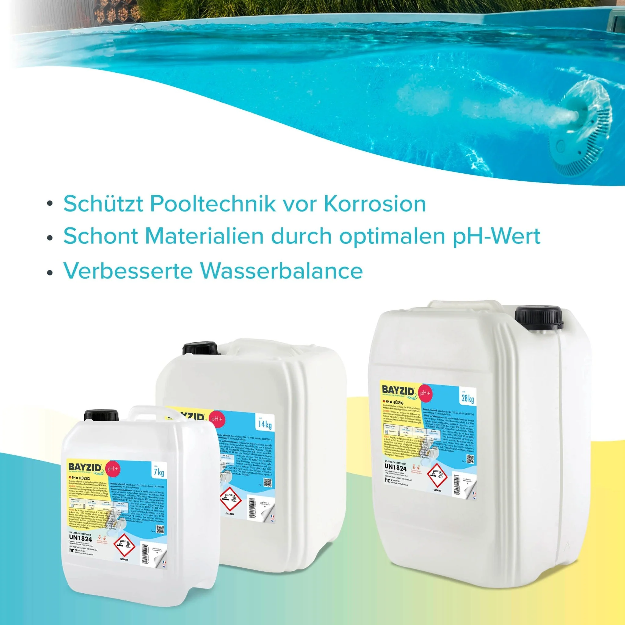 7 kg BAYZID® pH Plus flüssig für Pools in handlichen Kanistern - Image 5